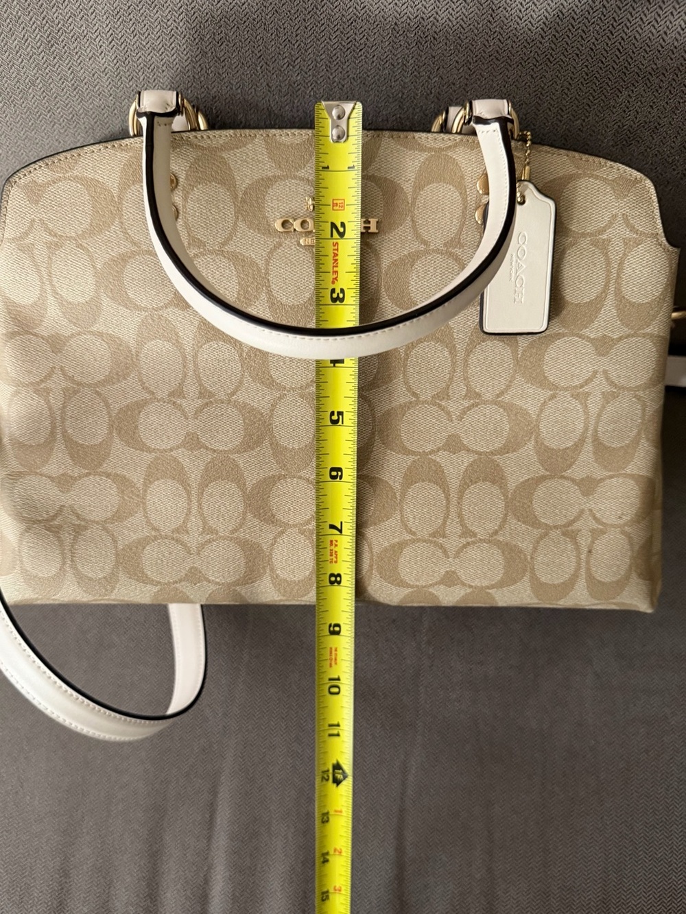 Coach Lillie Carryall Satchel Beige & White Dome Satchel with Signature C Print - Picture 4 of 14